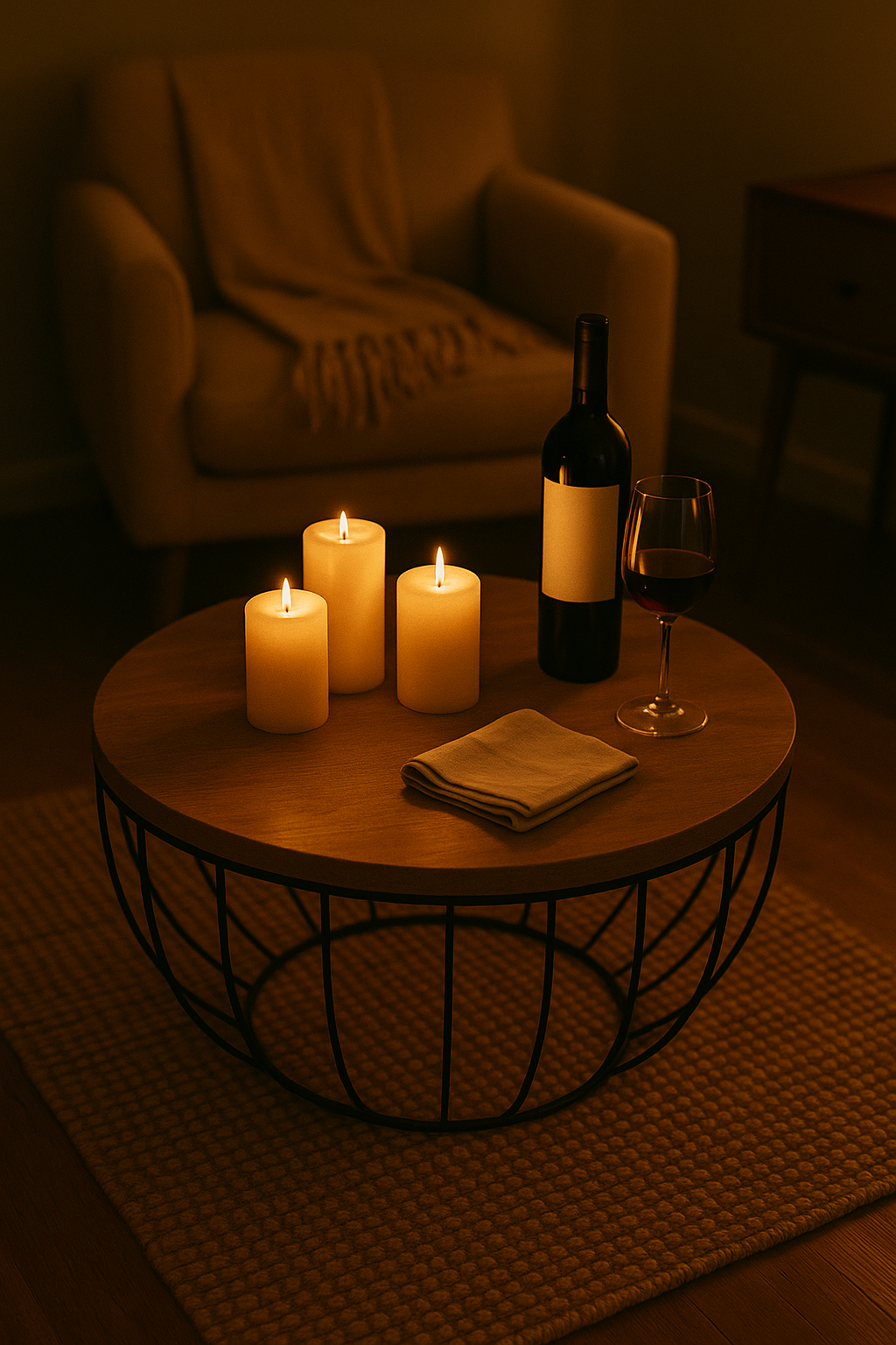 Closed Cup Design Wooden and Metal Coffee Table