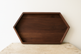 Hexagonal Walnut & Brown Mixed Shade Wooden Tray