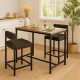 Wood and Metal 2 Seater Dining Table with chairs, perfect for small spaces, showcasing modern furniture design.