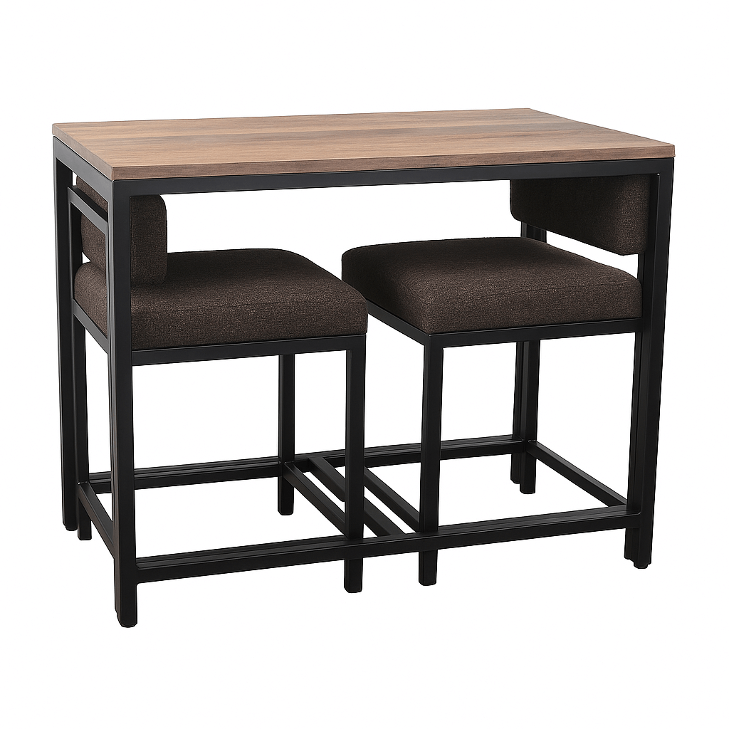 Wood and Metal 2 Seater Dining Table