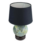 Antique Globe Base Table Lamp with Black Cotton Fabric shade - Make in Modern