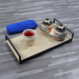 Rectangle wood and metal tray
