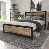 Wood and Metal Double Bed - Make in Modern