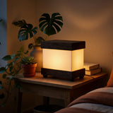 Rectangular Black Wooden Finish Table Lamp