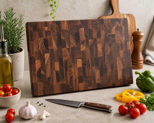 Premium End Grain Wooden Chopping Board | Heavy Duty Butcher Block Cutting Board for Kitchen | Handmade Wooden Cutting Board