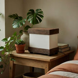 Rectangular Black Wooden Finish Table Lamp