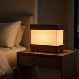 Rectangular Black Wooden Finish Table Lamp