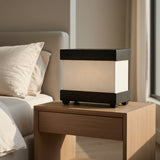 Rectangular Black Wooden Finish Table Lamp