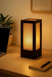 Wooden Bedside Table Lamp with Natural Jute Shade for Bedroom Decor