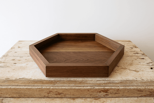 Hexagonal Wooden Serving Tray/Walnut Shade Wooden Tray (Set of 3)