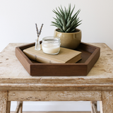 Hexagonal Wooden Serving Tray/Walnut Shade Wooden Tray (Set of 3)