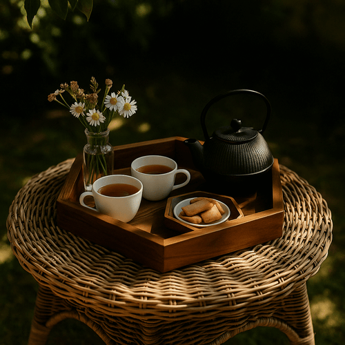 Hexagonal Wooden Serving Tray/Walnut Shade Wooden Tray (Set of 3)