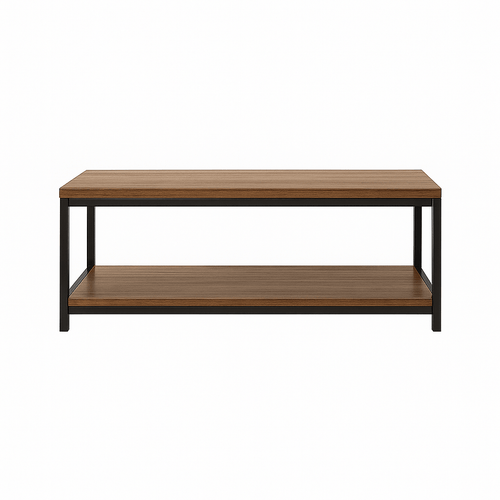 Semi-closed Rectangular Wooden & Metal Center Table