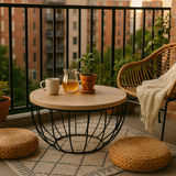 Closed Cup Design Wooden and Metal Coffee Table