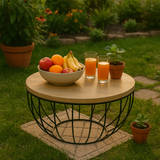 Closed Cup Design Wooden and Metal Coffee Table