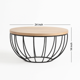 Closed Cup Design Wooden and Metal Coffee Table