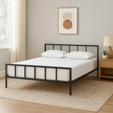 Modern Black Matte Metal Bed Frame – Minimalist & Sturdy Design (H 32" x W 78" x D 56")