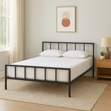 Modern Black Matte Metal Bed Frame – Minimalist & Sturdy Design (H 32" x W 78" x D 56")