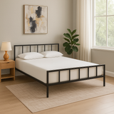 Modern Black Matte Metal Bed Frame – Minimalist & Sturdy Design (H 32" x W 78" x D 56")