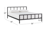 Modern Black Matte Metal Bed Frame – Minimalist & Sturdy Design (H 32" x W 78" x D 56")