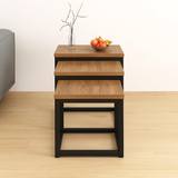 Solid Wood Walnut Nest of 3 Tables End Tables