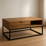 Wood and Metal Coffee Table with Storage – Handmade Modern Furniture