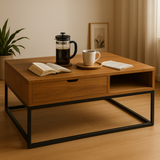 Wood and Metal Coffee Table with Storage – Handmade Modern Furniture