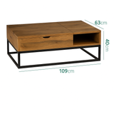 Wood and Metal Coffee Table with Storage – Handmade Modern Furniture