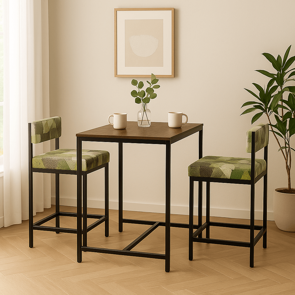 Wood and Metal 2 Seater Dining Table