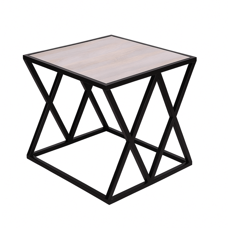 wood and metal square center table
