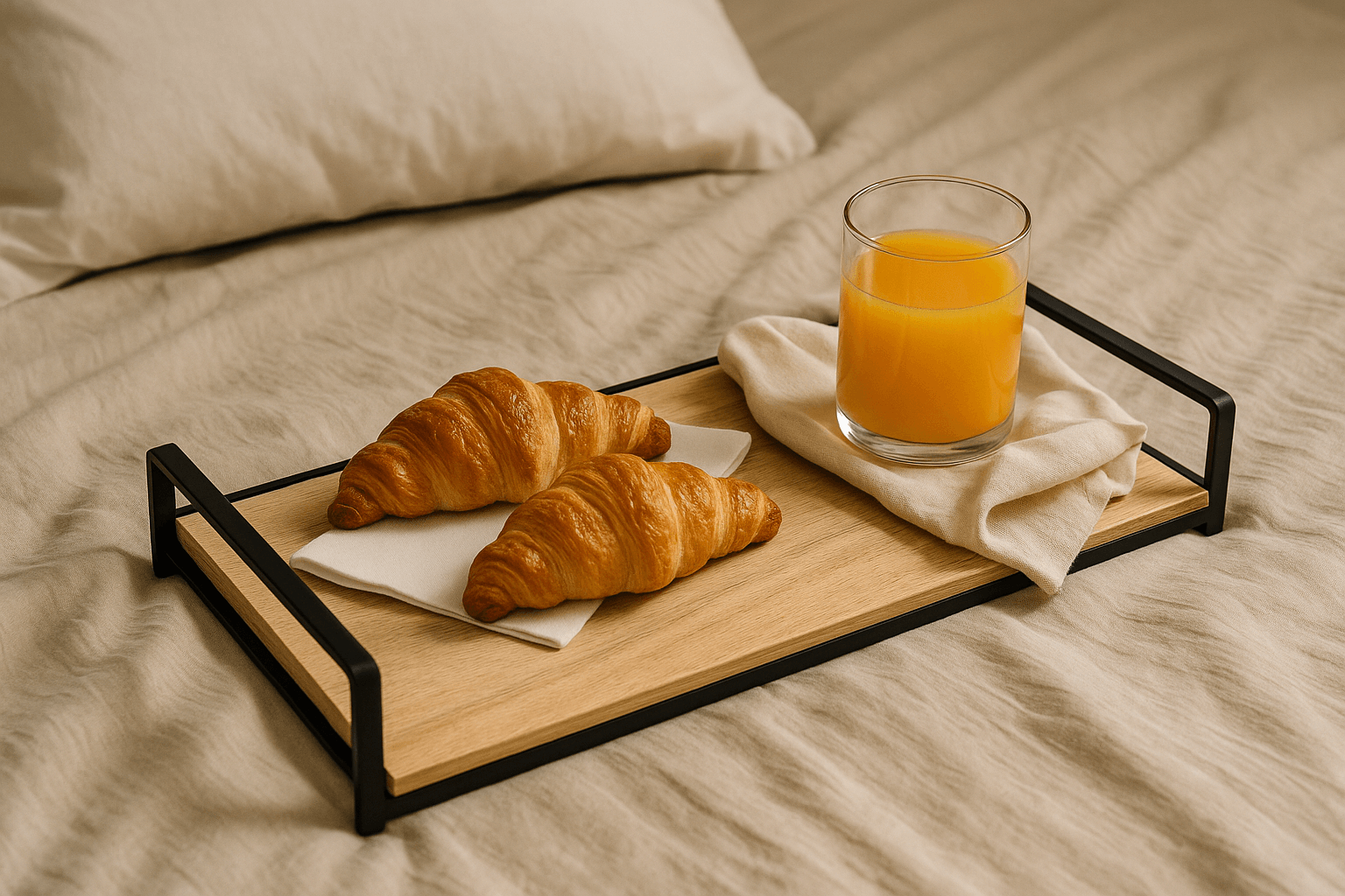 Rectangle wood and metal tray