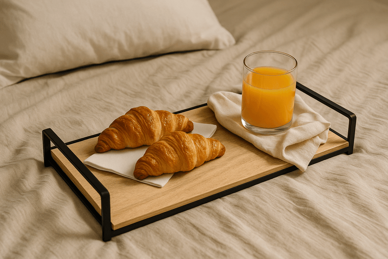 Rectangle wood and metal tray
