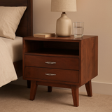 wooden bedside table