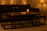 3-Piece Wood & Metal Coffee Table Set
