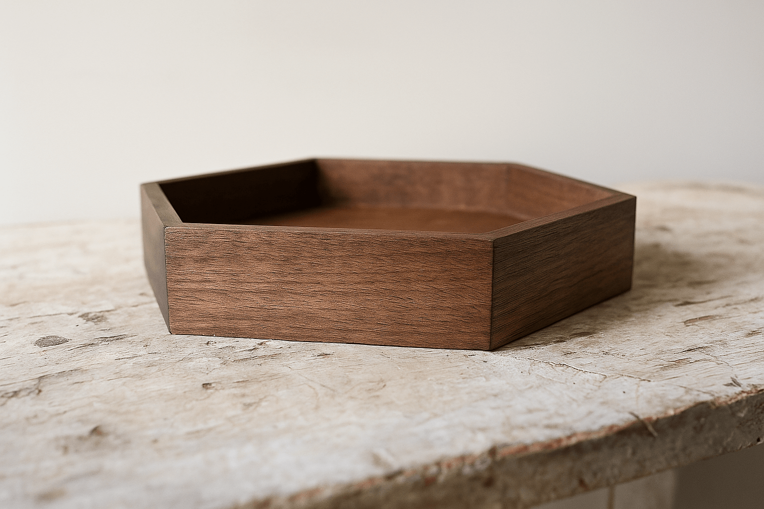 Hexagonal Wooden Serving Tray/Walnut Shade Wooden Tray (Set of 3)
