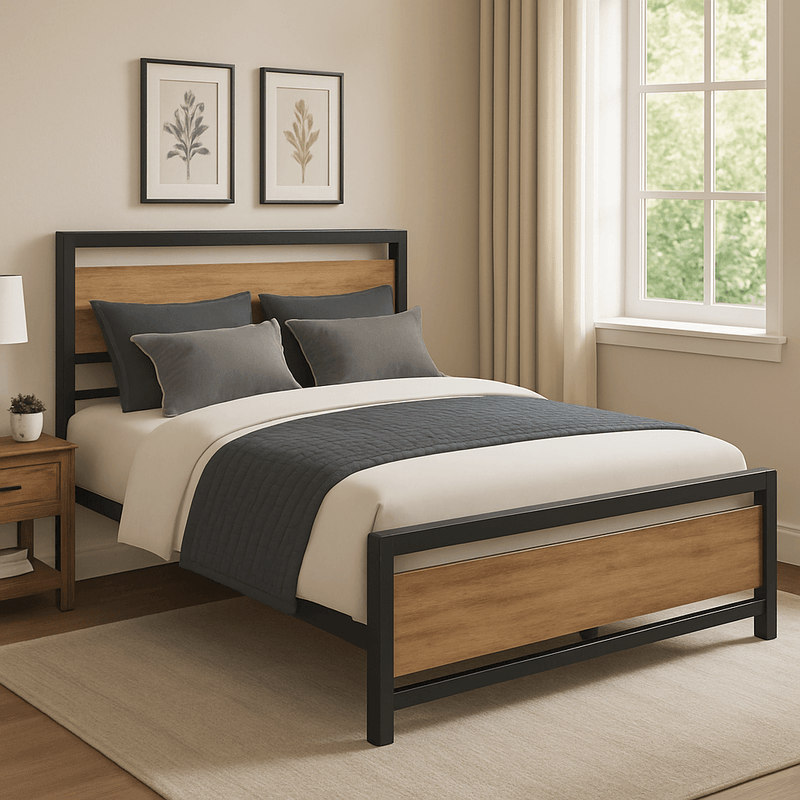 Wood and Metal Double Bed