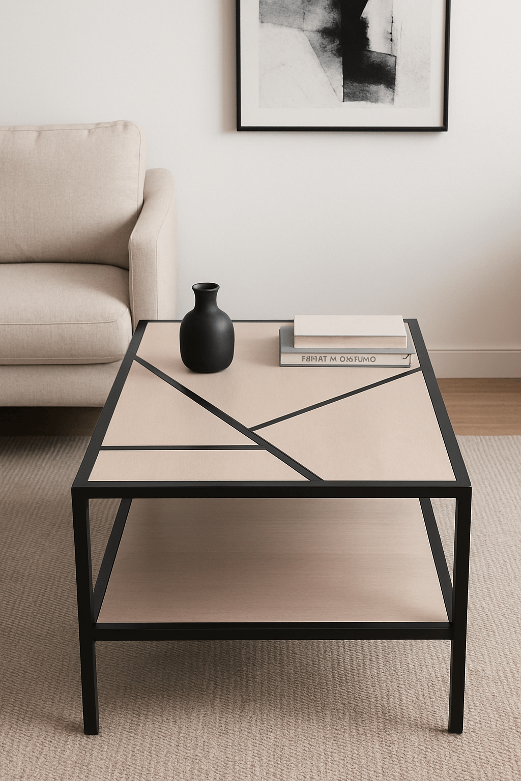 Rectangle Vintage Metal and Wooden Center Table