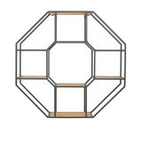 Octagonal Wooden & Metal Furnished Wall Shelf