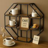 Octagonal Wooden & Metal Furnished Wall Shelf
