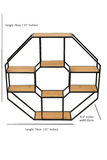 Octagonal Wooden & Metal Furnished Wall Shelf