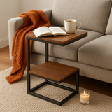 Side table Laberry in metal and solid sheesham wood