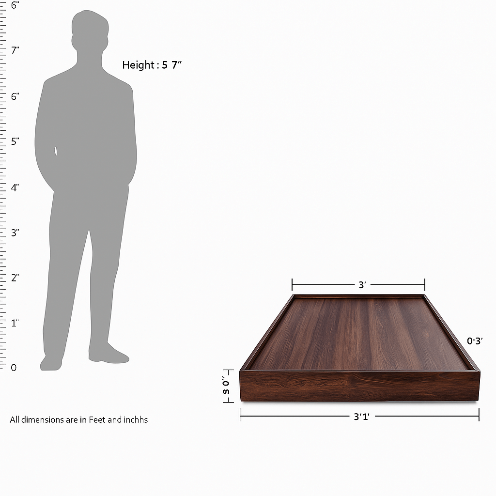 Sheesham Solid Wood Trundle Brown