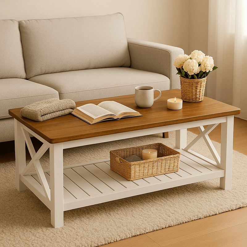 Brown & White Wood Coffee Table