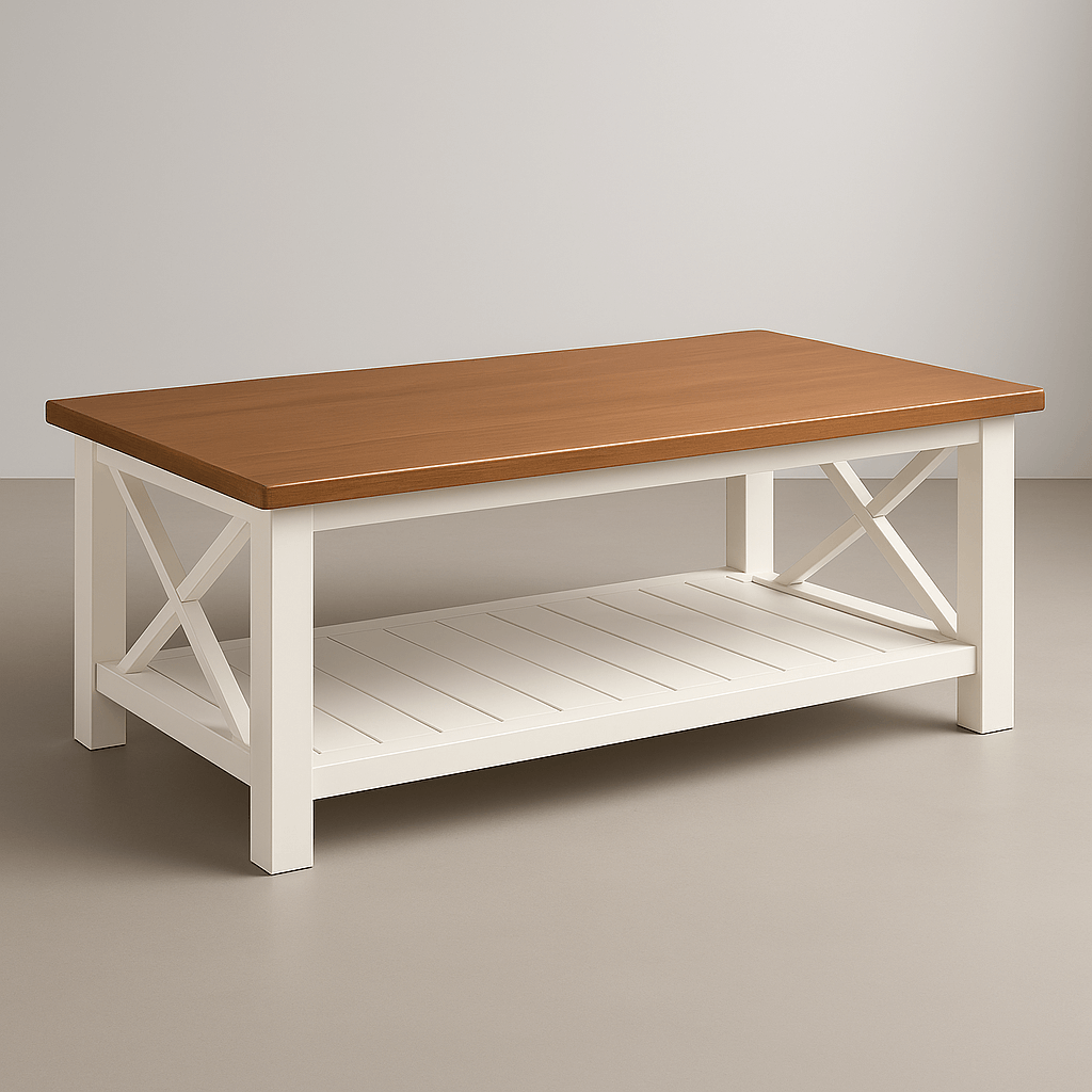 Brown & White Wood Coffee Table