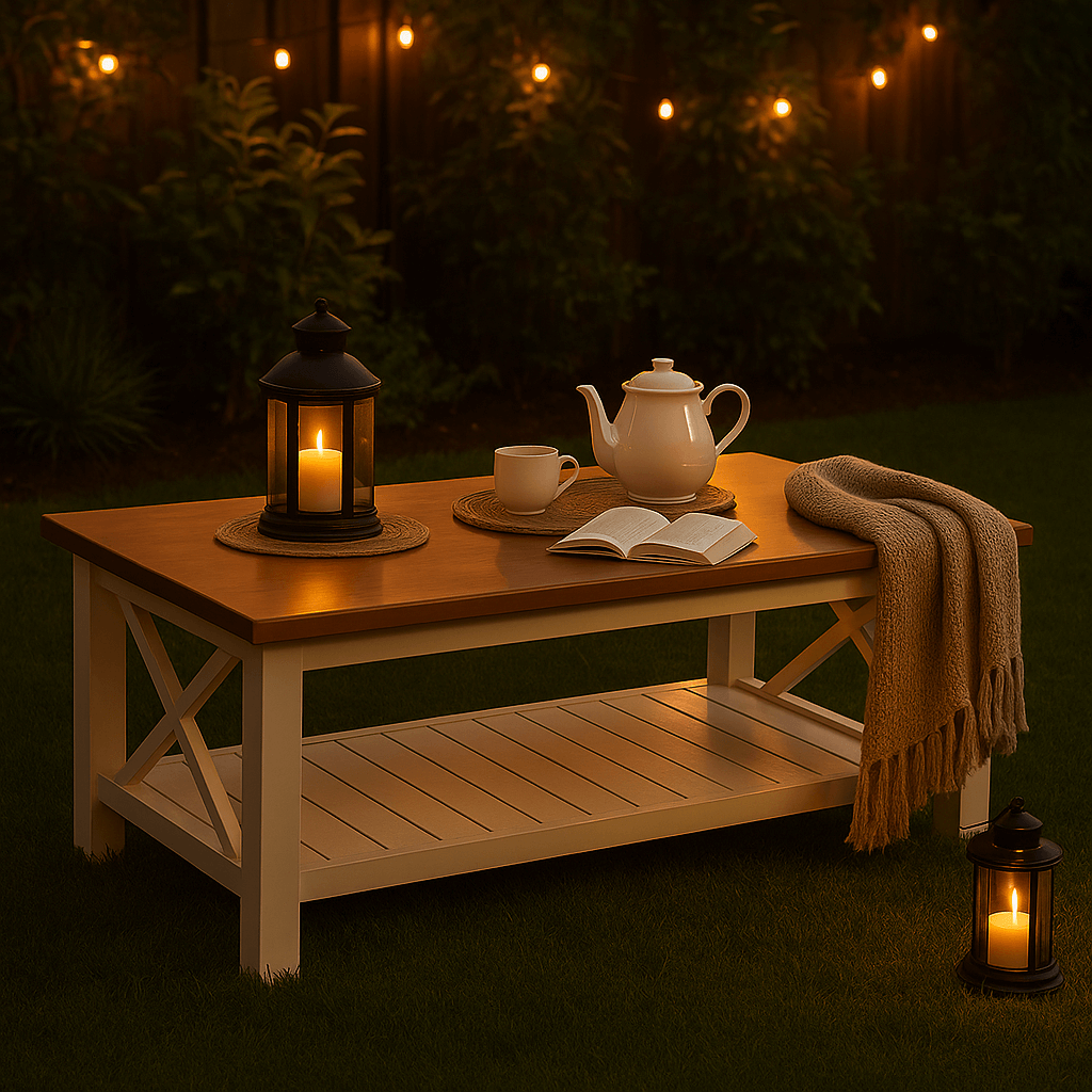 Brown & White Wood Coffee Table