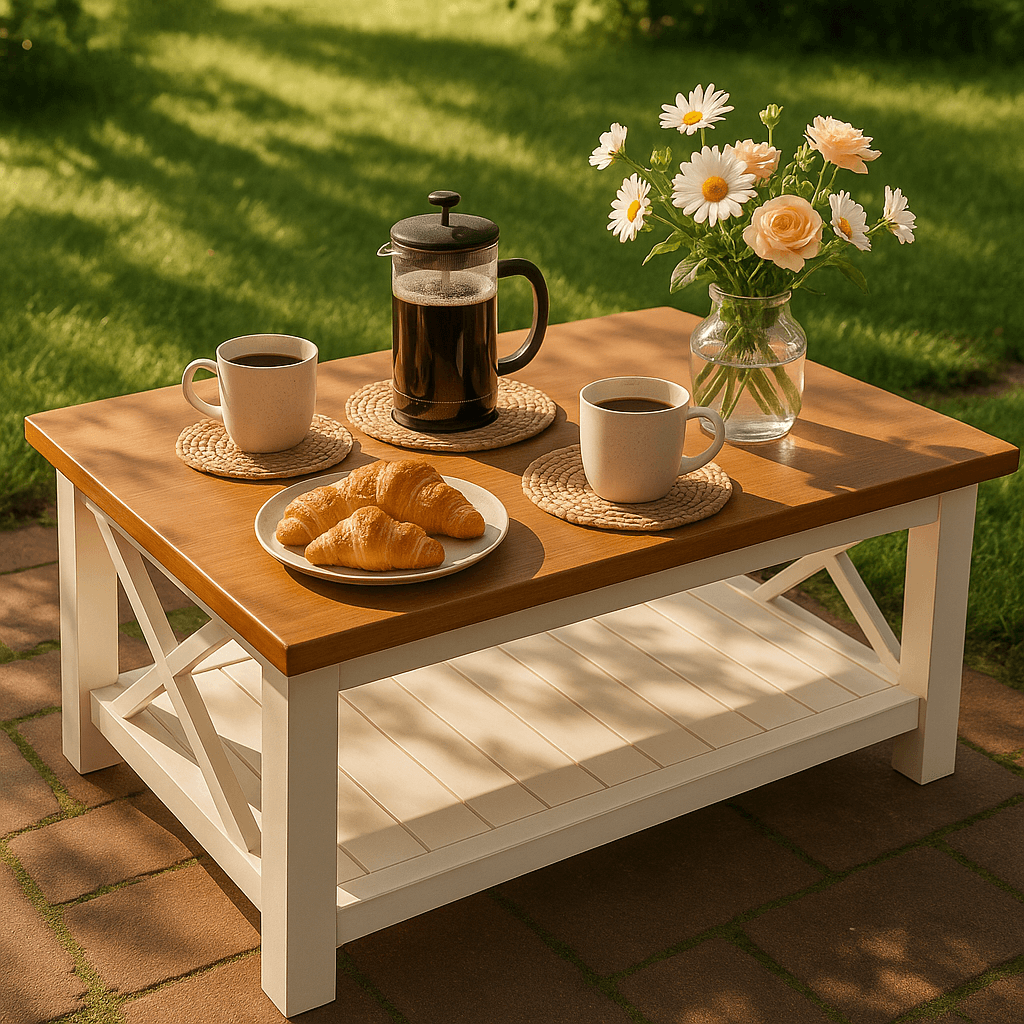 Brown & White Wood Coffee Table