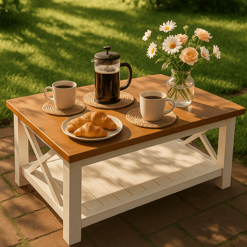Brown & White Wood Coffee Table