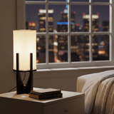 Square Table Lamp with Black Glossy Finish Base