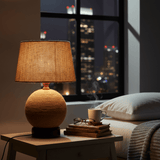 Natural Jute Rope Globe Base Table Lamp