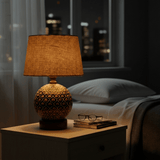 Hand Painted Natural Jute Globe Base Table Lamp